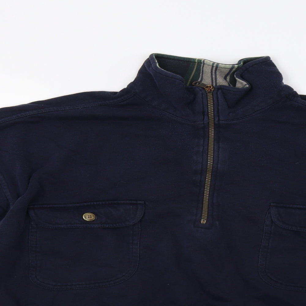 M&S Mens Blue   Henley Hoodie Size L