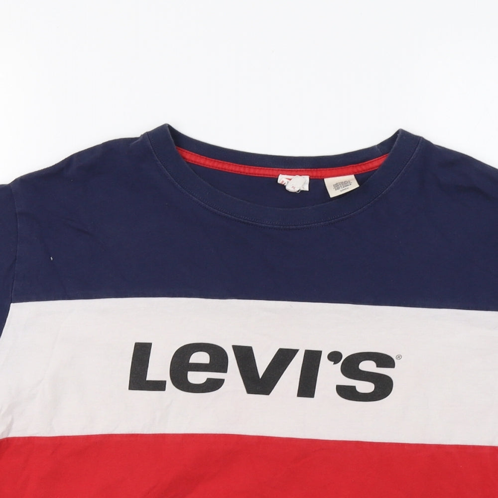 Levi's Womens Red Colourblock  Cropped T-Shirt Size S