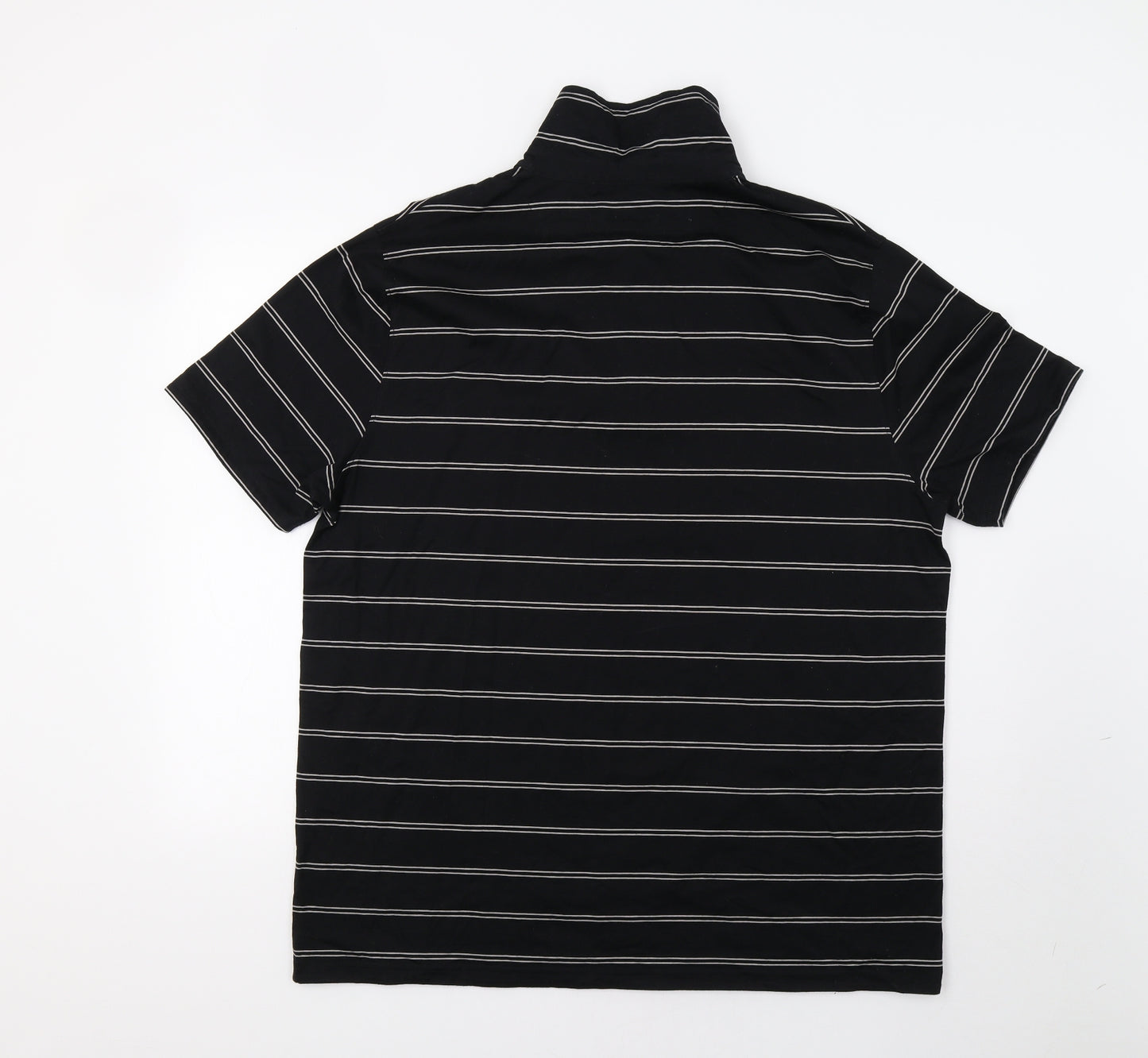 M&S Mens Black Striped   Polo Size XL