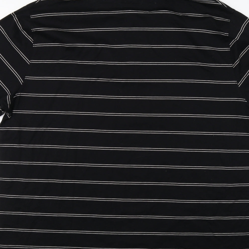 M&S Mens Black Striped   Polo Size XL