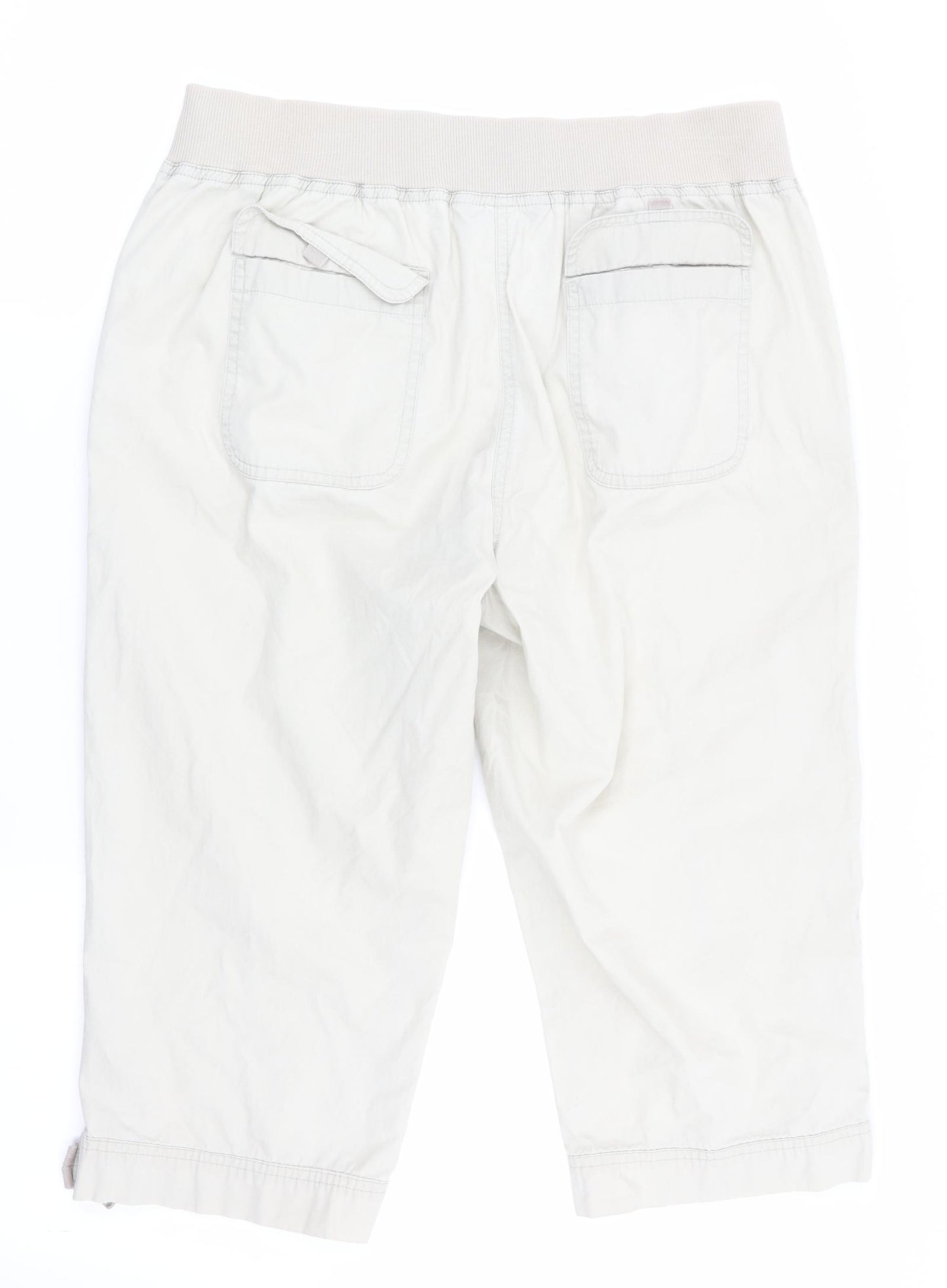 BM Womens Beige   Cropped Trousers Size 12  - elasticated back