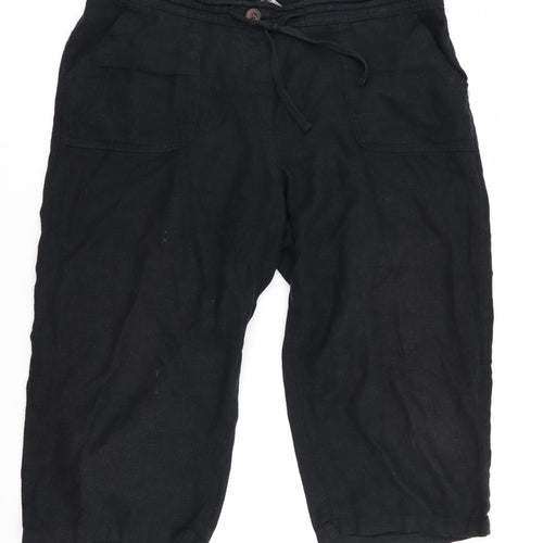George Womens Black   Cropped Trousers  L20 in - Linen Look trousers