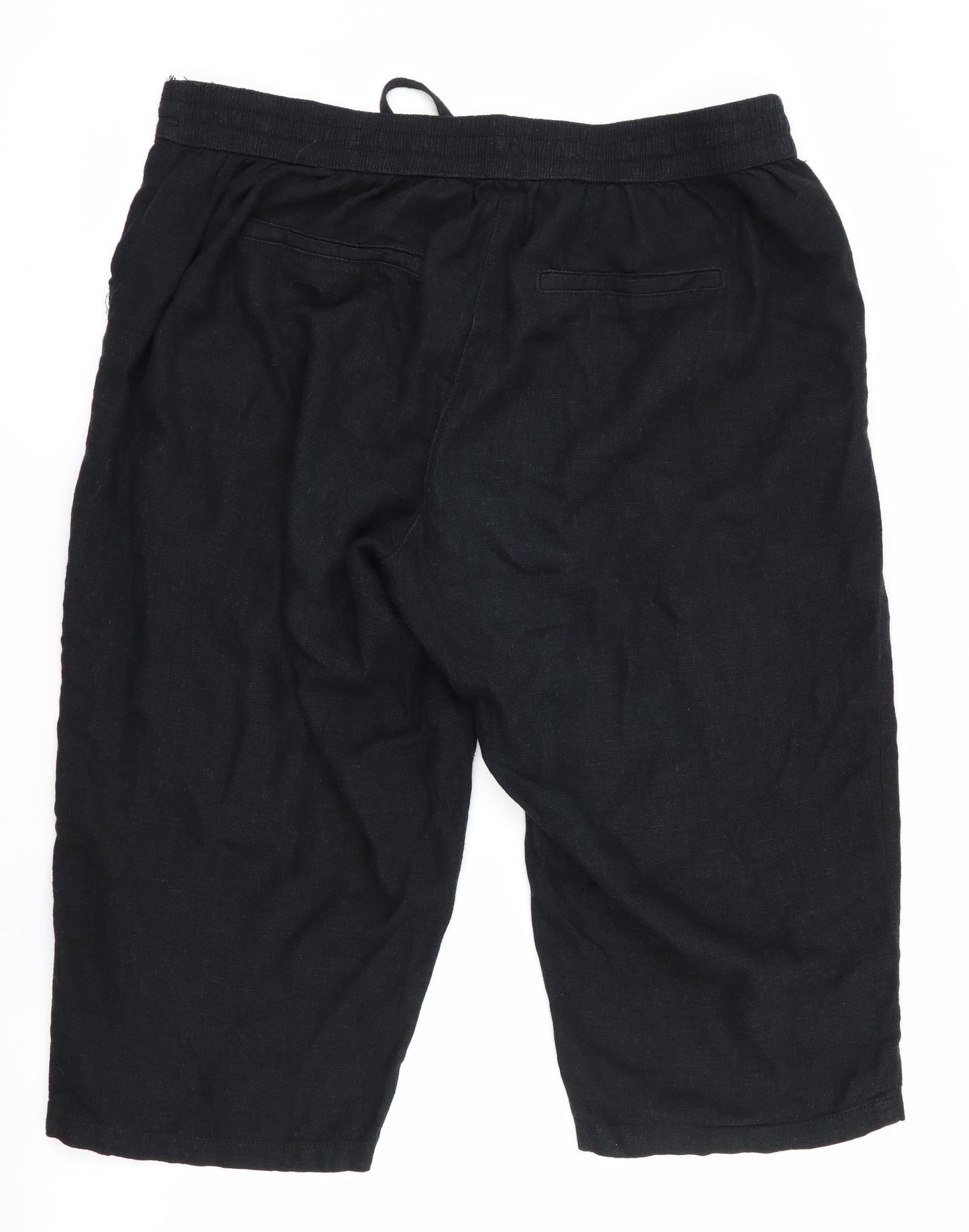 George Womens Black   Cropped Trousers  L20 in - Linen Look trousers