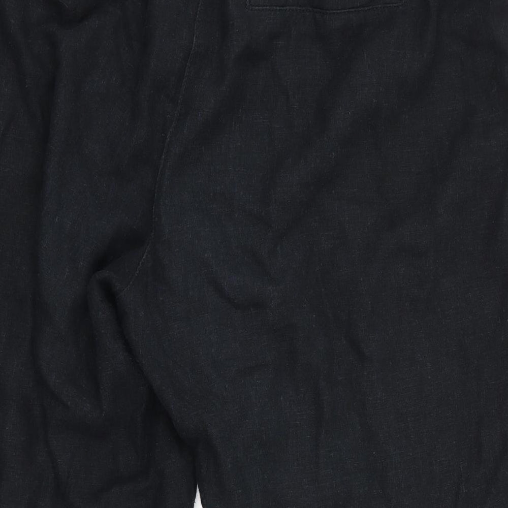 George Womens Black   Cropped Trousers  L20 in - Linen Look trousers