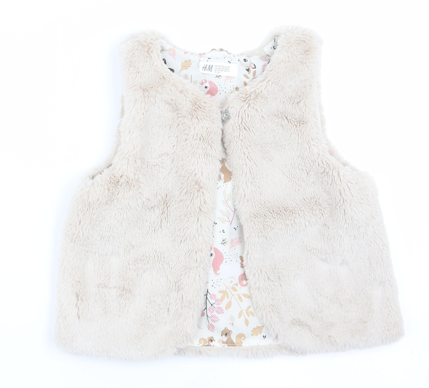 H&M Girls Beige   Gilet Waistcoat Size 7-8 Years  - Faux Fur texture