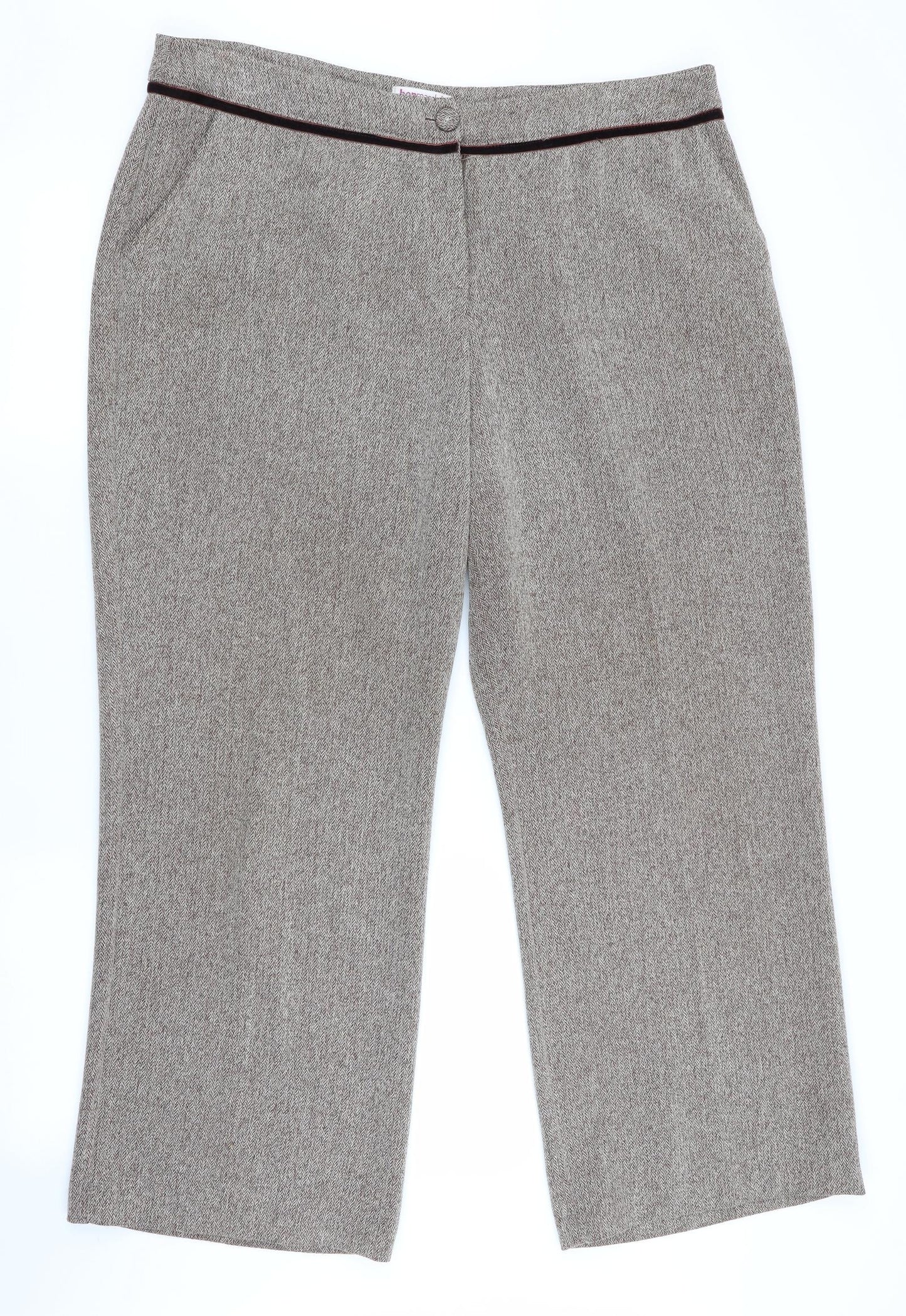 Bonmarché Womens Brown Herringbone  Trousers  Size 18 L28 in