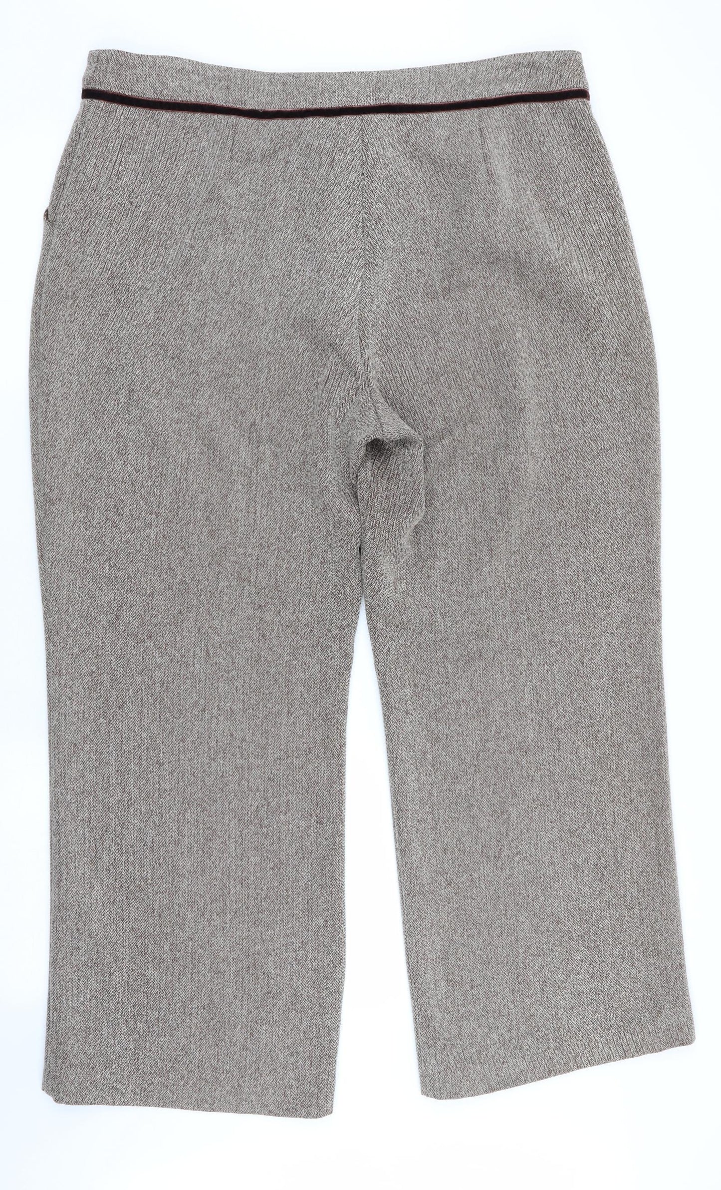 Bonmarché Womens Brown Herringbone  Trousers  Size 18 L28 in