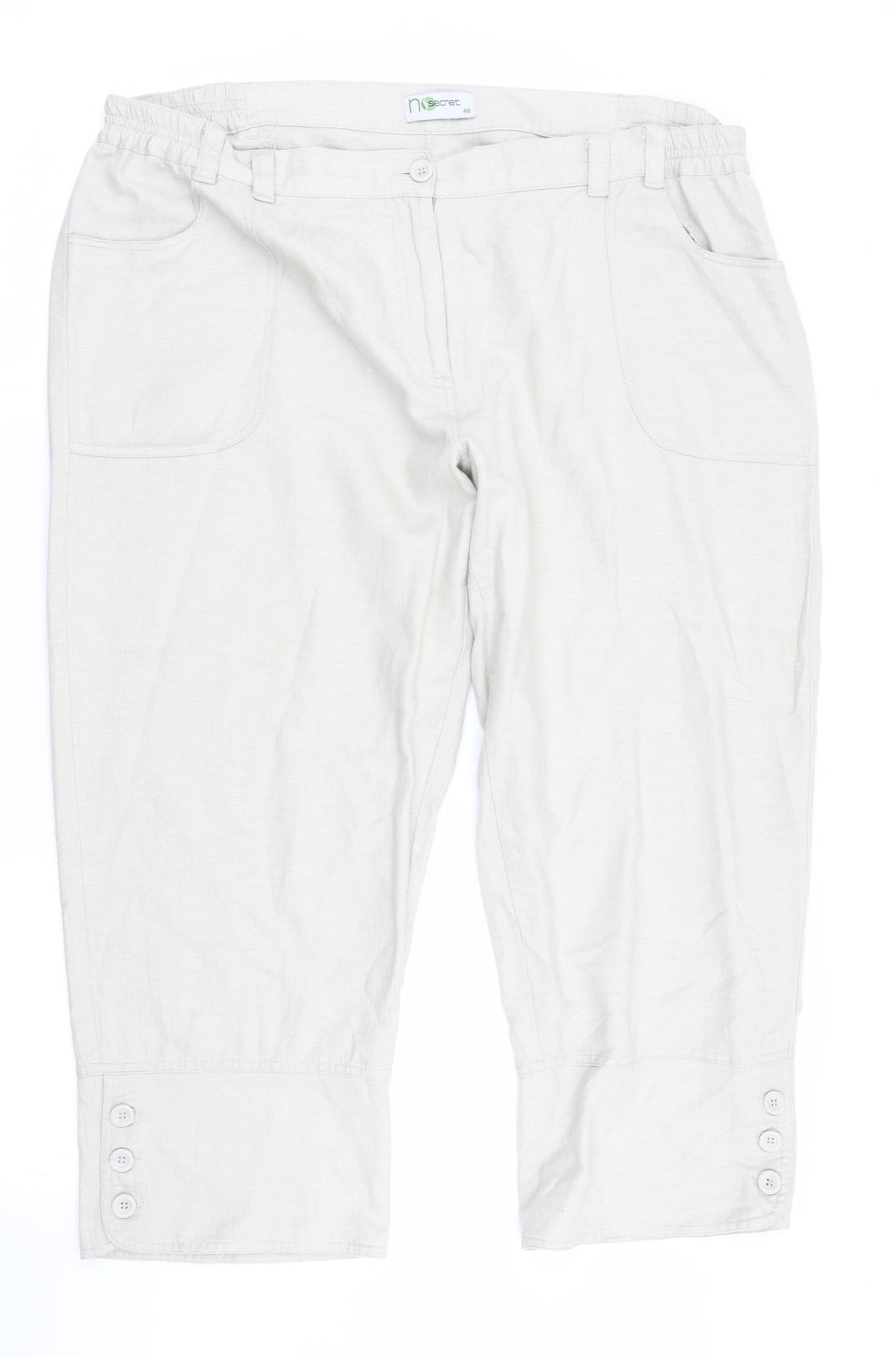 Secret Womens Beige   Cropped Trousers Size 20 L24 in - Linen Look trousers
