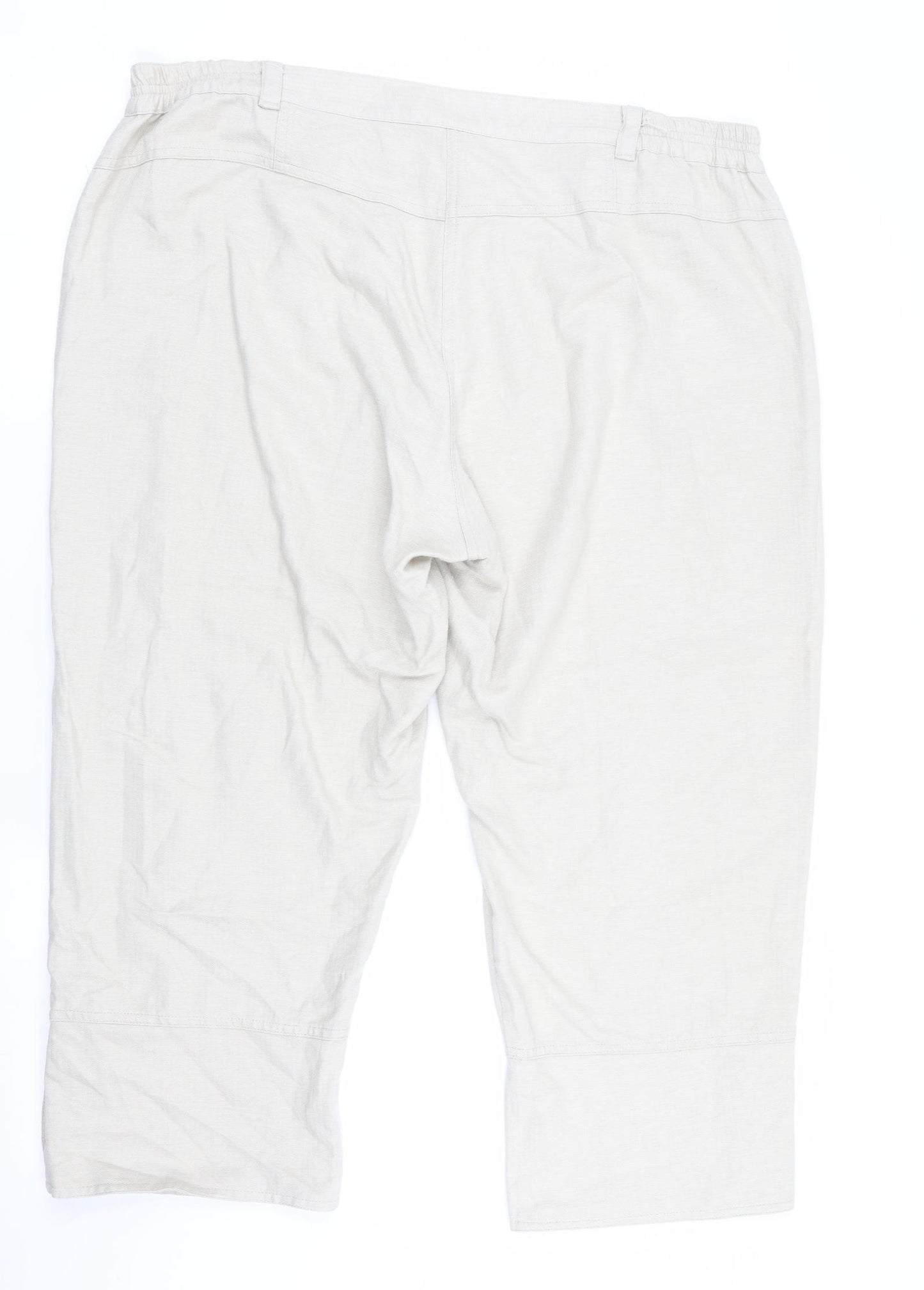 Secret Womens Beige   Cropped Trousers Size 20 L24 in - Linen Look trousers