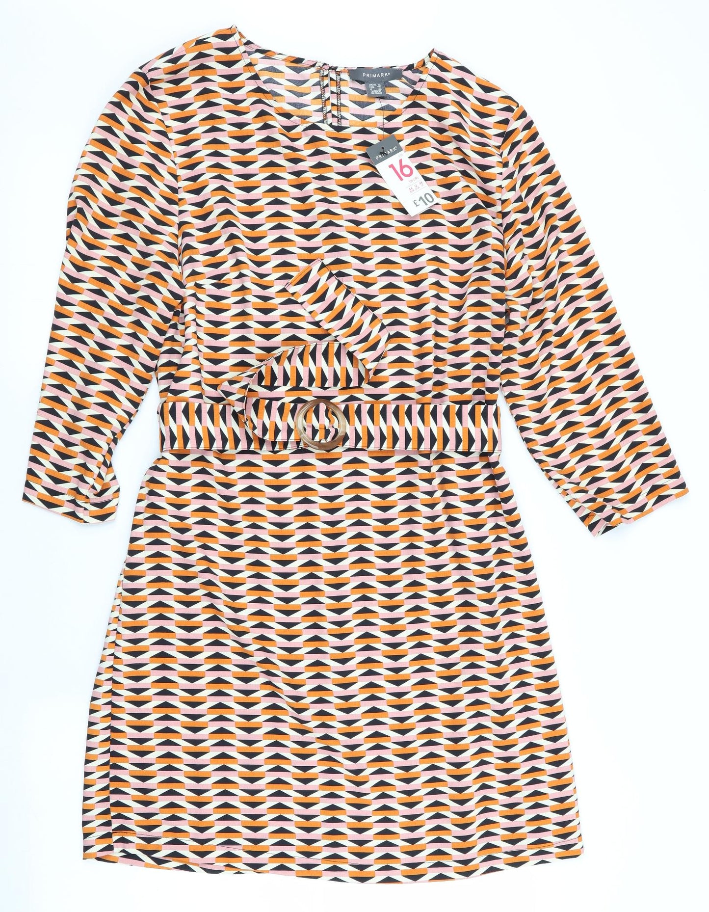 Primark Womens Gold Geometric  Kaftan  Size 16