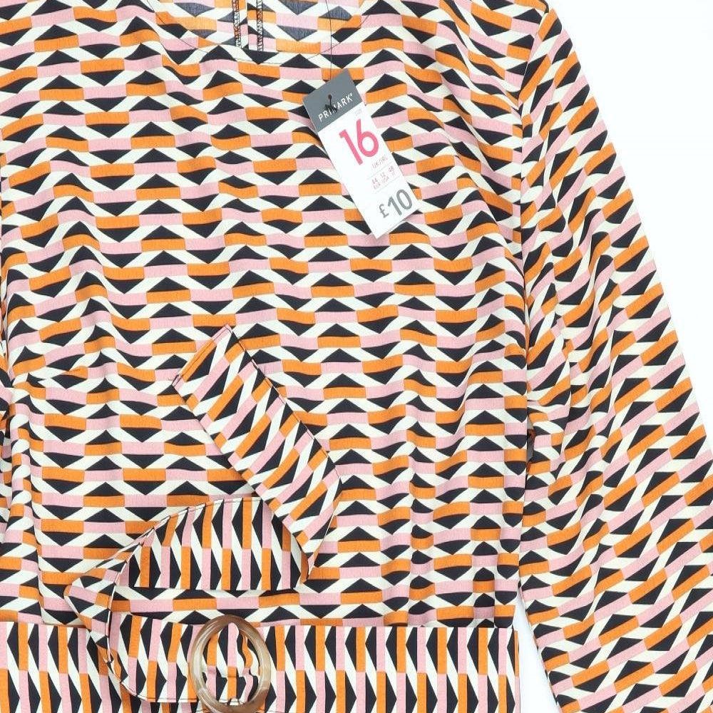 Primark Womens Gold Geometric  Kaftan  Size 16