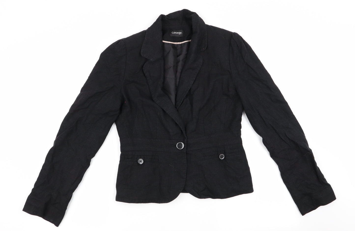 George Womens Black   Jacket  Size 10  - Linen Look Jacket
