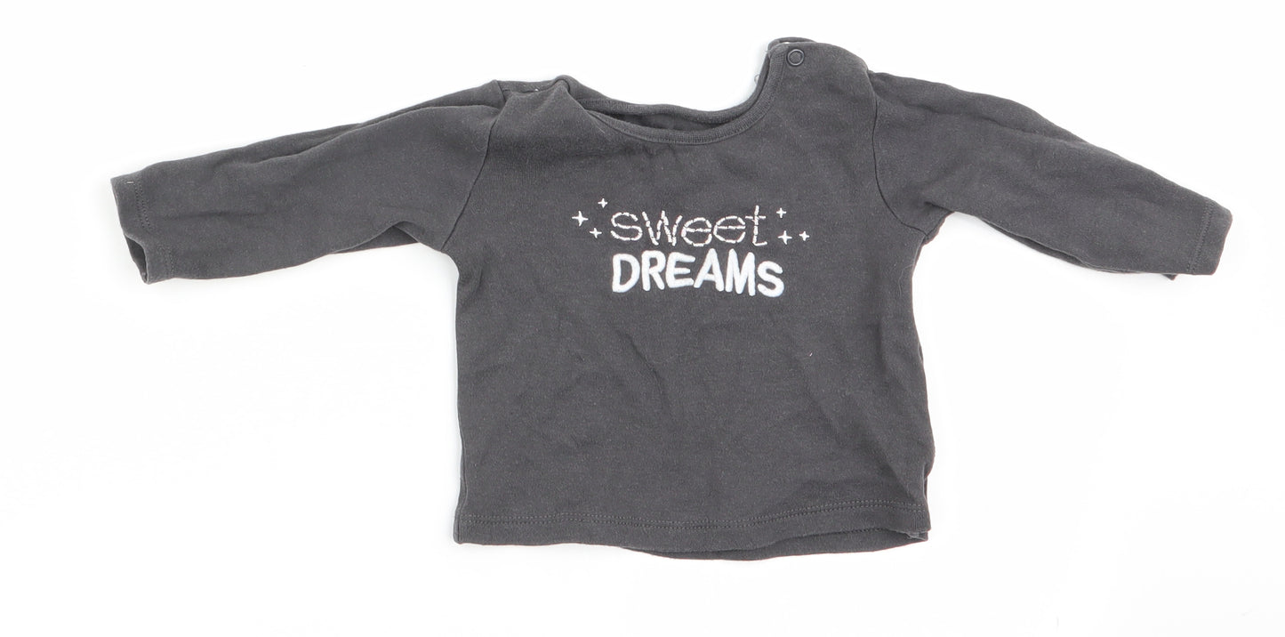 Primark Boys Grey Solid   Pyjama Top Size 6-9 Months  - Sweet Dreams