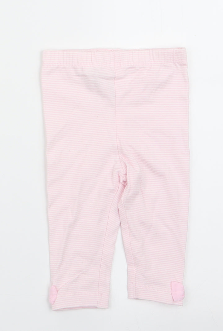 George Girls Pink Striped  Jogger Leggings Size 3-6 Months