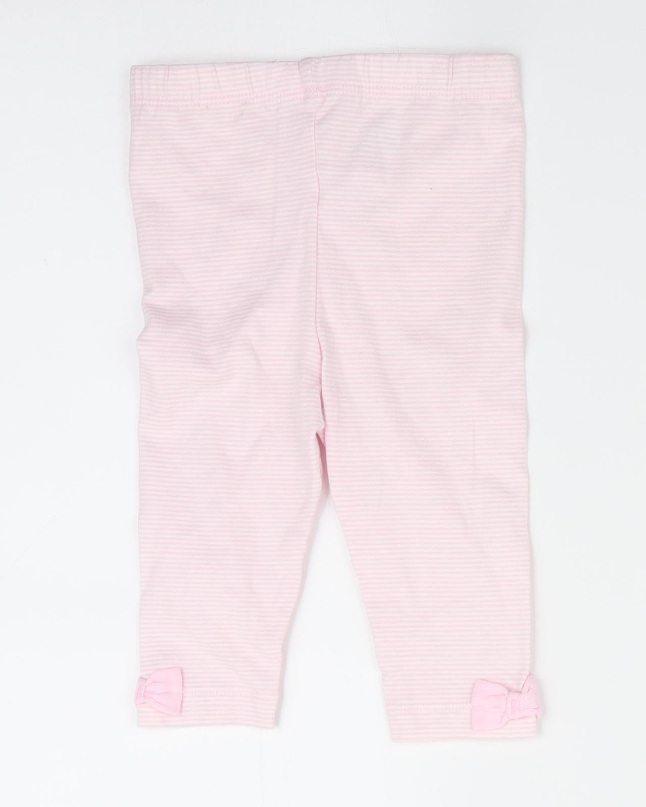 George Girls Pink Striped  Jogger Leggings Size 3-6 Months