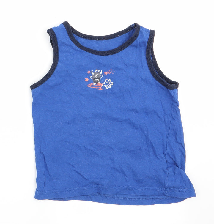 Primark Boys Blue   Basic Tank Size 6-7 Years  - Spaceman
