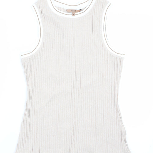NEXT Womens Beige Striped  Vest Jumper Size 16  - Subtle glitter effect