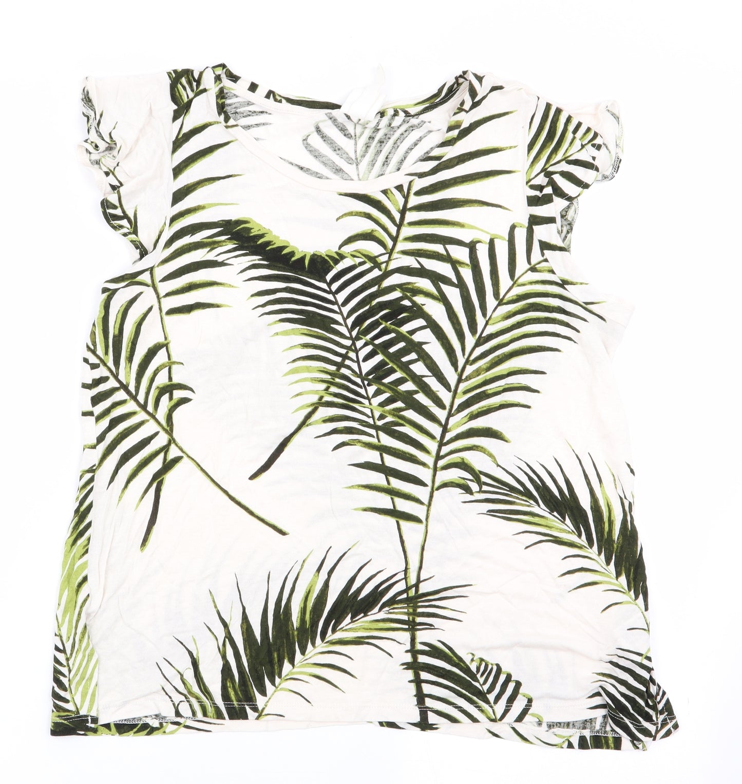 H&M Womens Ivory Floral  Basic T-Shirt Size M
