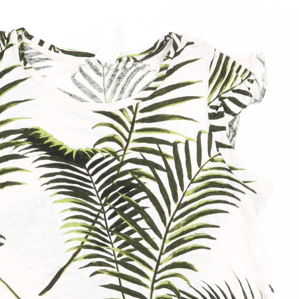 H&M Womens Ivory Floral  Basic T-Shirt Size M
