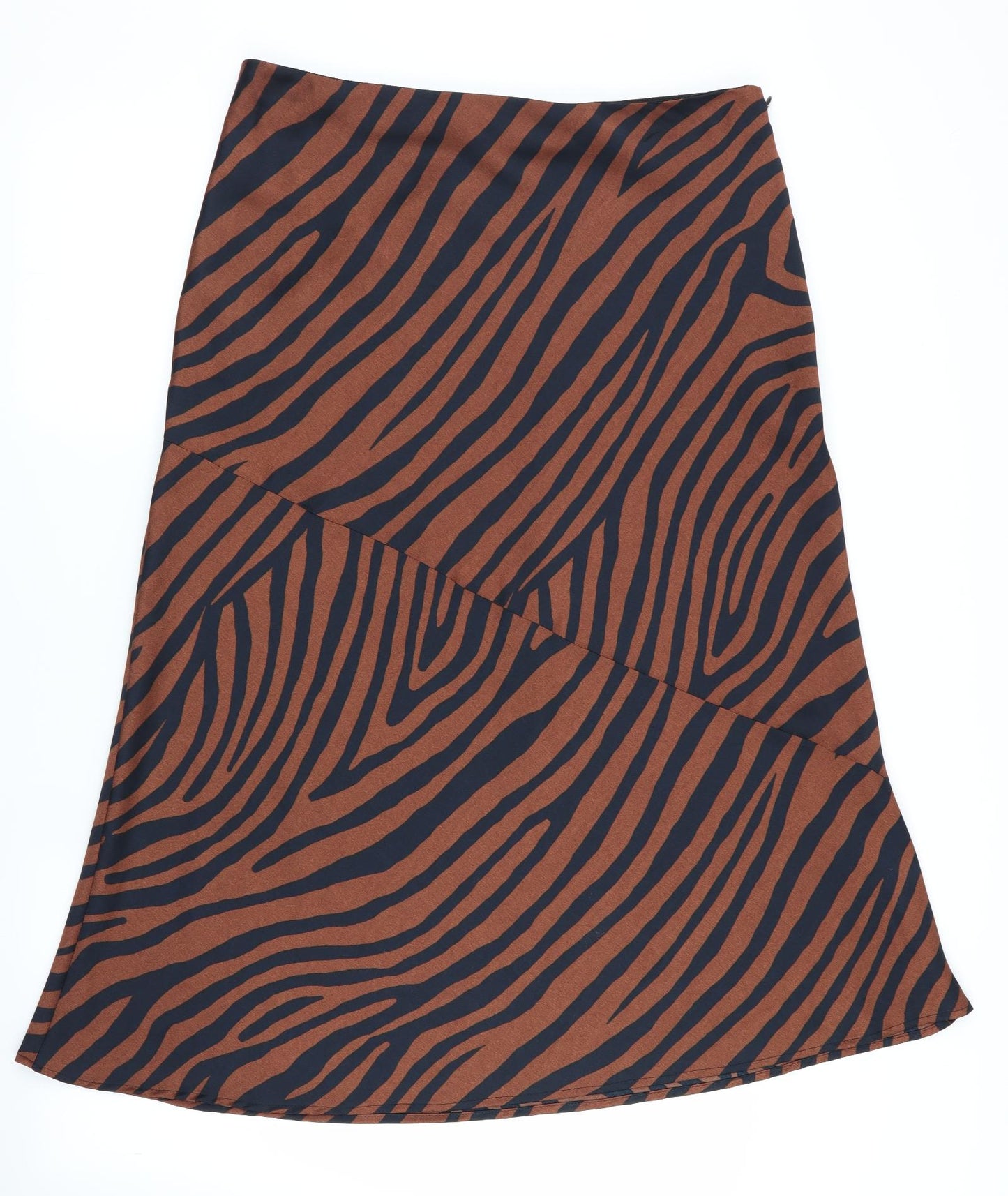 NEXT Womens Brown Animal Print  Flare Skirt Size 14  - Side Zip