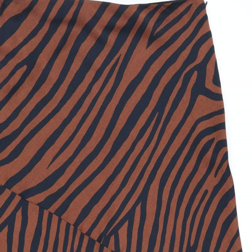 NEXT Womens Brown Animal Print  Flare Skirt Size 14  - Side Zip