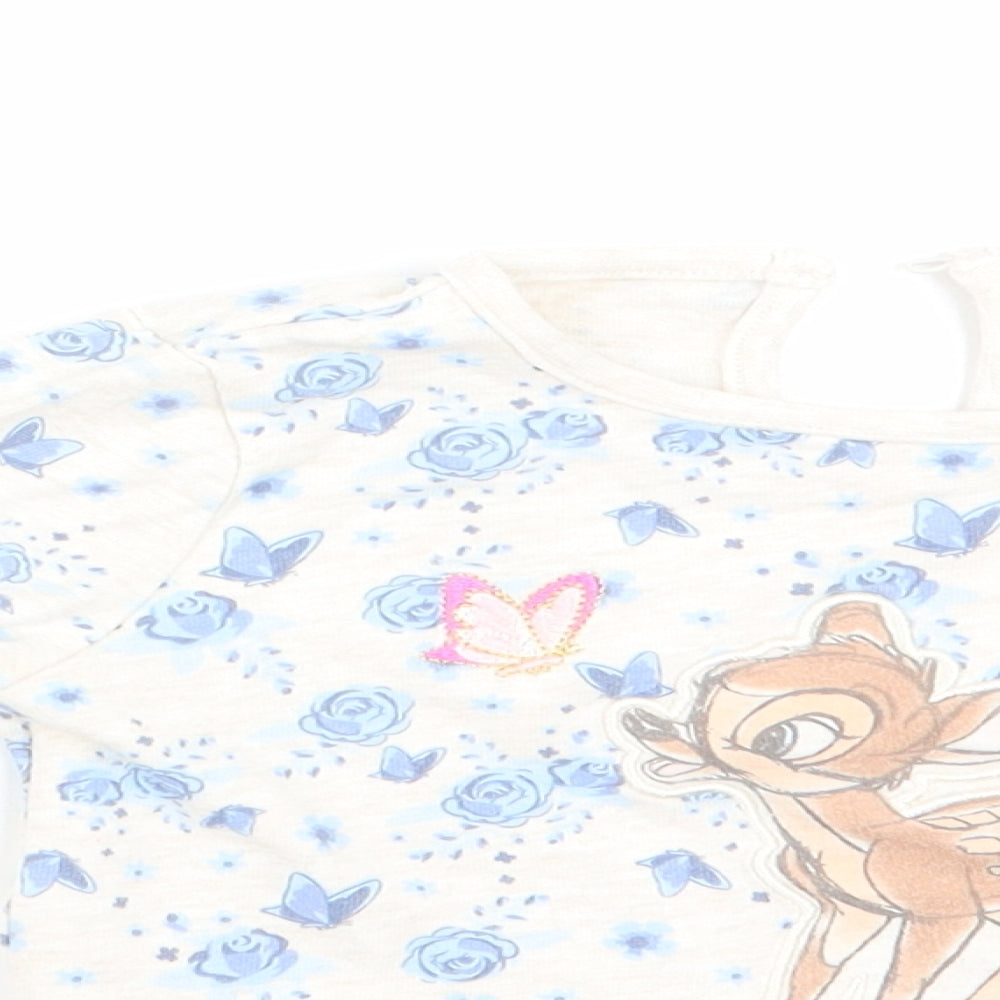 Disney Baby Girls Blue Floral  Tunic T-Shirt Size 3-6 Months  - Bambi