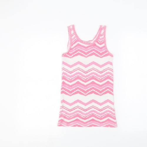 Matalan Girls White Striped  Basic Tank Size 13 Years