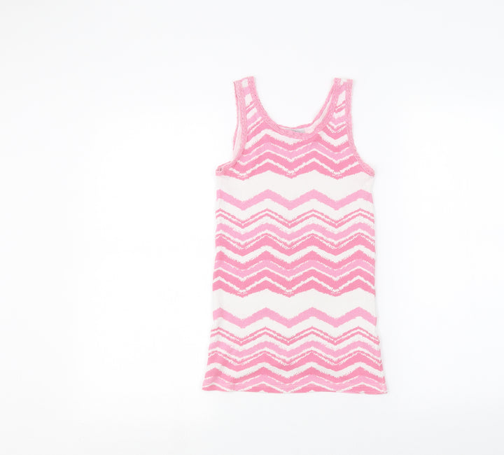 Matalan Girls White Striped Basic Tank Size 13 Years