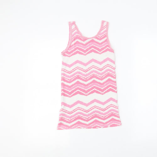 Matalan Girls White Striped  Basic Tank Size 13 Years
