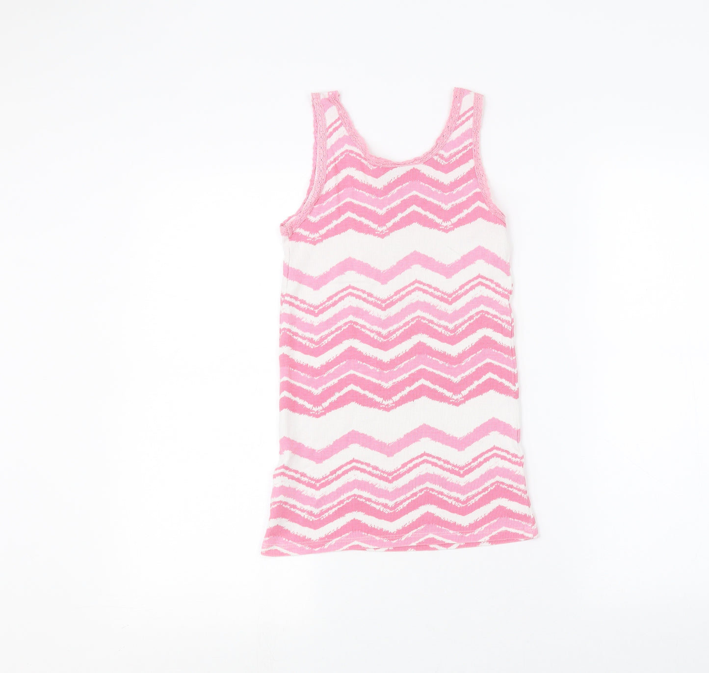 Matalan Girls White Striped  Basic Tank Size 13 Years