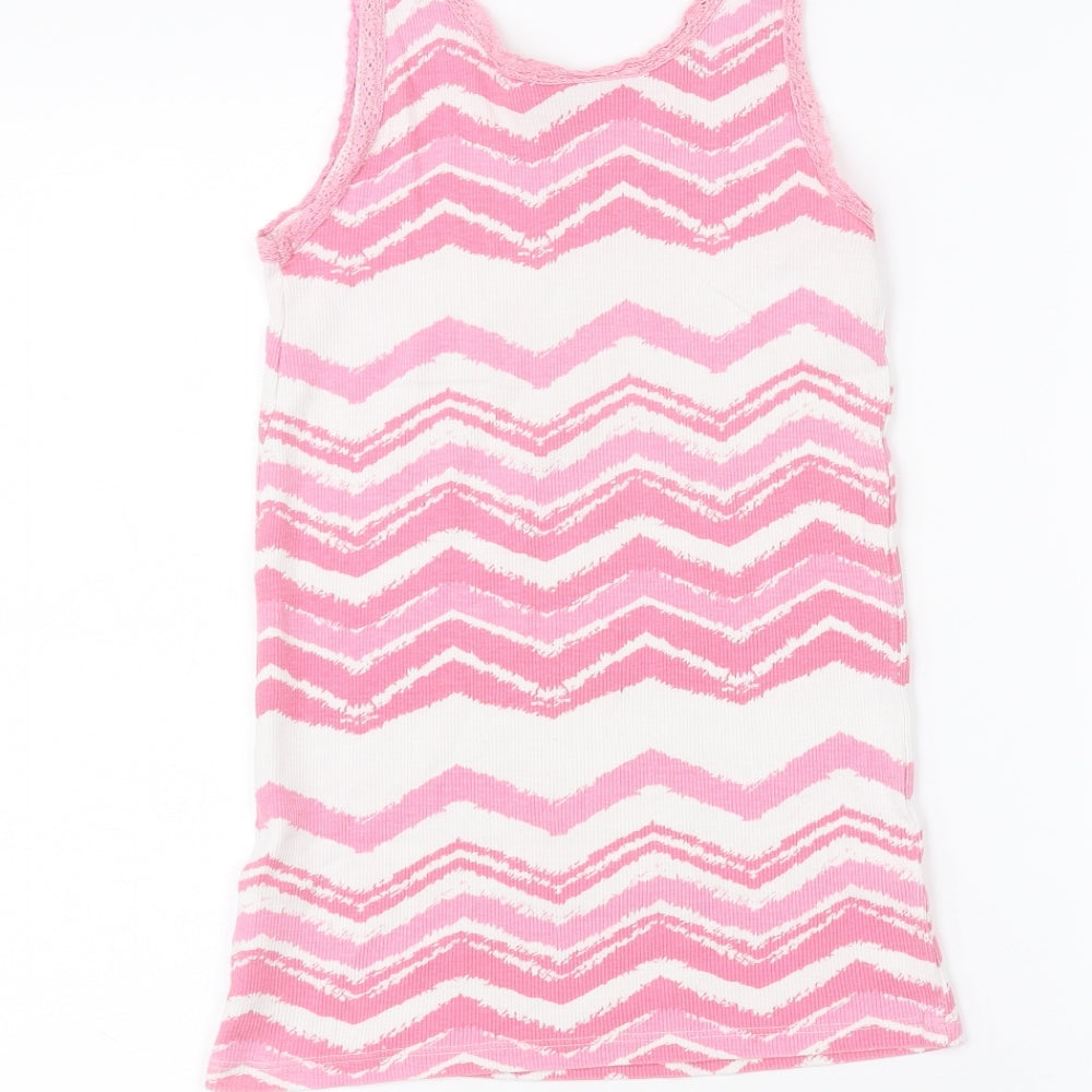 Matalan Girls White Striped  Basic Tank Size 13 Years