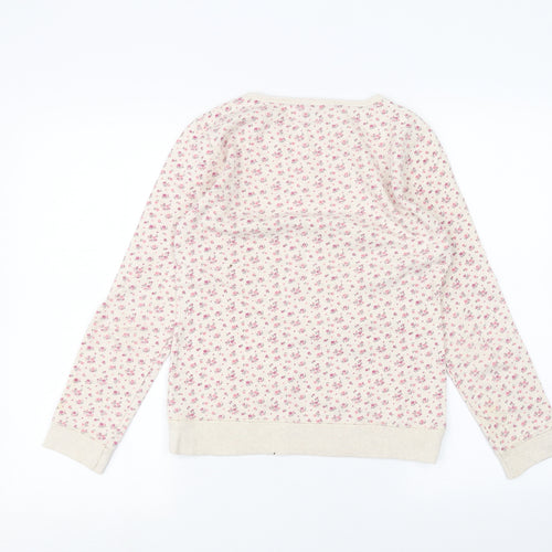 F&F Girls White Floral  Pullover Jumper Size 12-13 Years