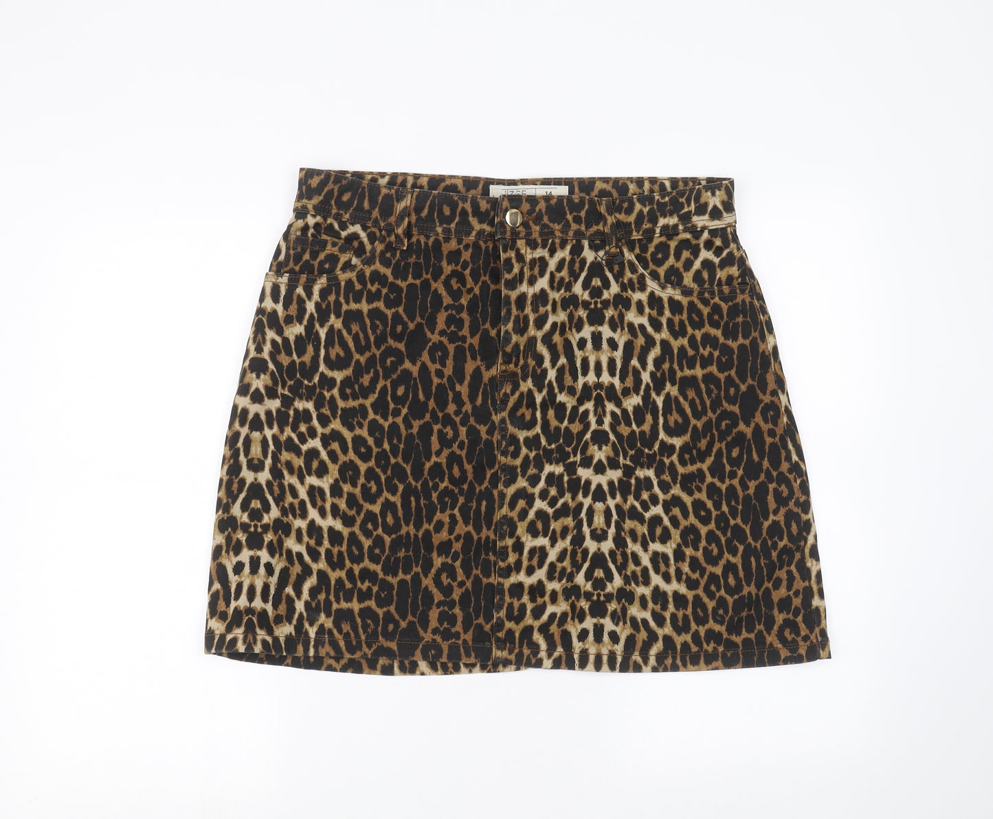 365 Womens Brown Animal Print  Mini Skirt Size 14