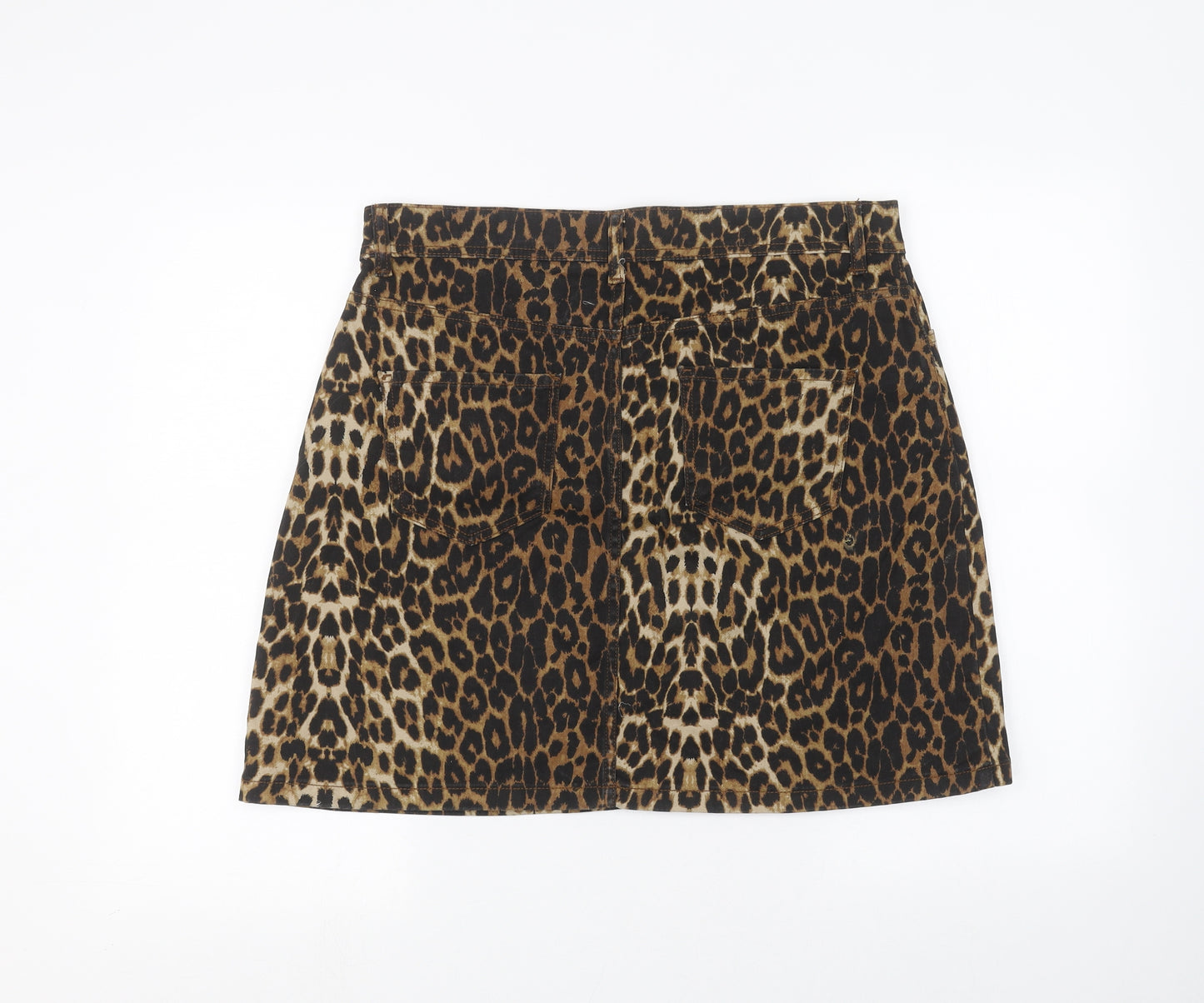 365 Womens Brown Animal Print  Mini Skirt Size 14