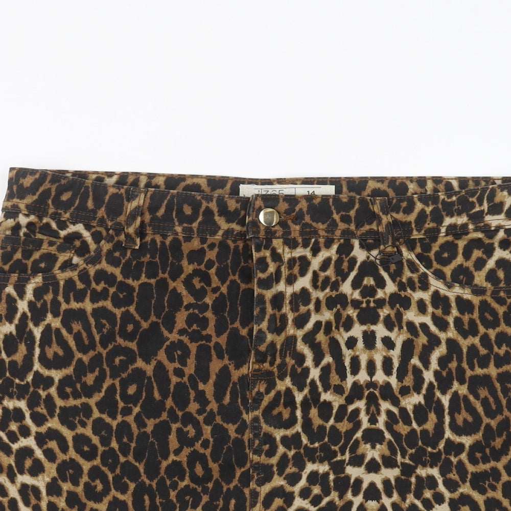 365 Womens Brown Animal Print  Mini Skirt Size 14