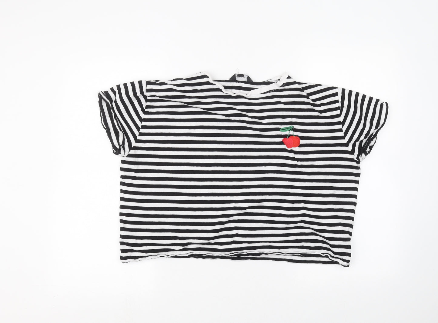 New Look Womens White Striped  Basic T-Shirt Size 14