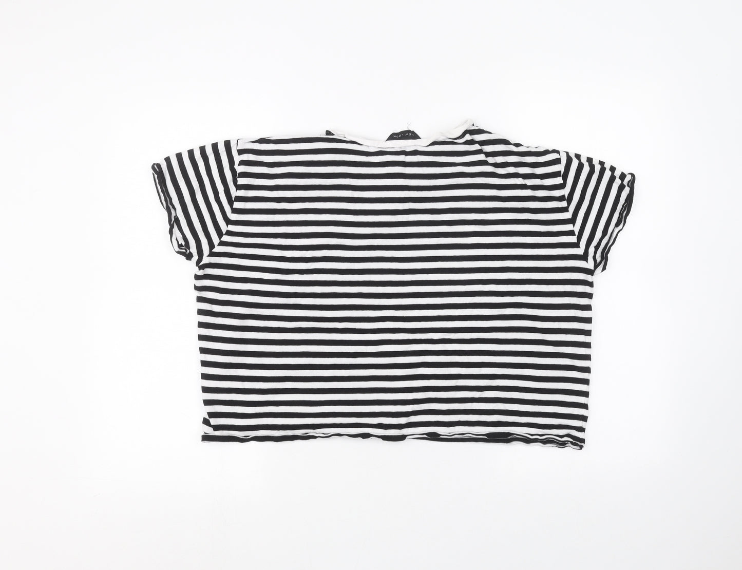 New Look Womens White Striped  Basic T-Shirt Size 14