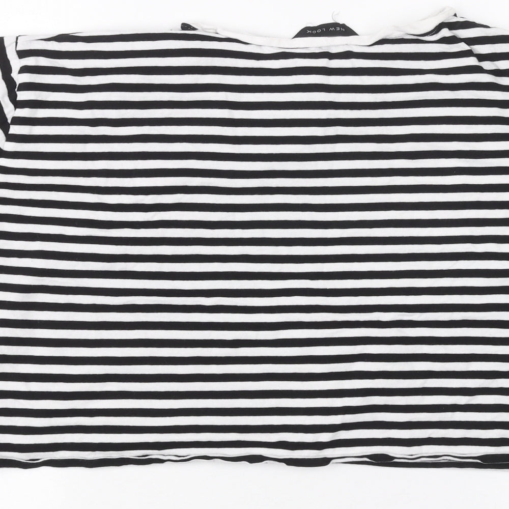 New Look Womens White Striped  Basic T-Shirt Size 14