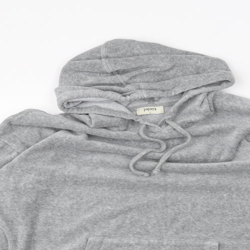 Papaya Womens Grey   Pullover Hoodie Size L