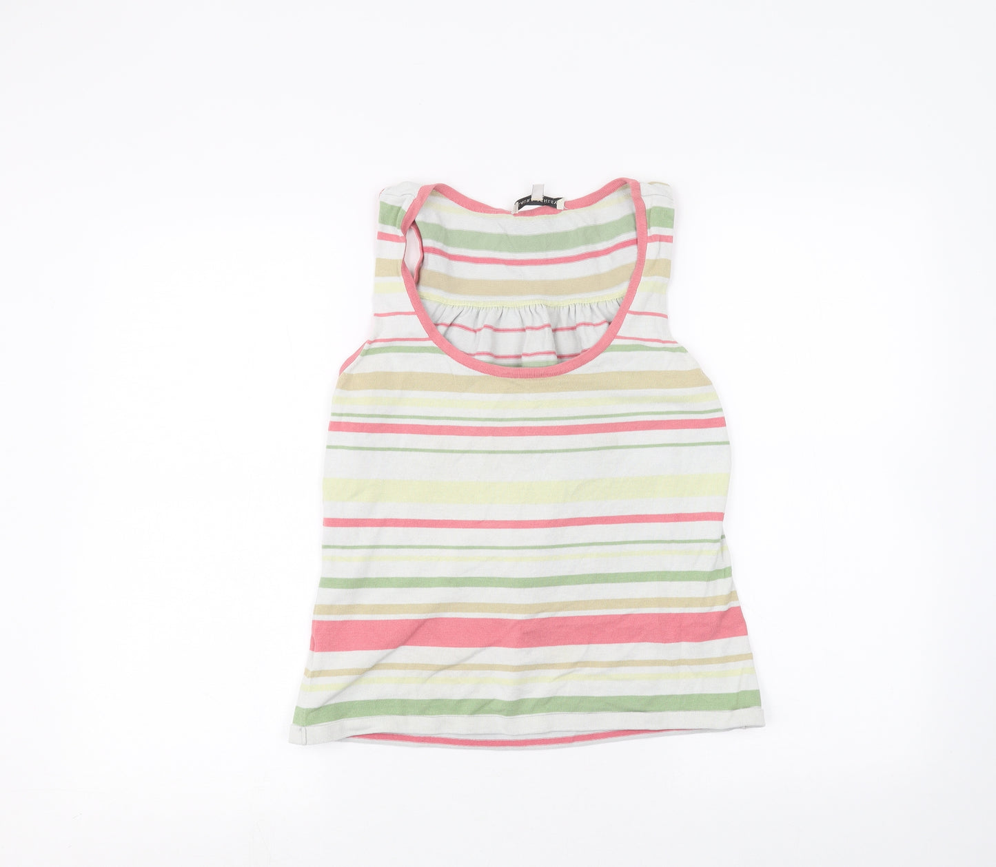 Laura Ashley Womens White Striped  Basic T-Shirt Size 12
