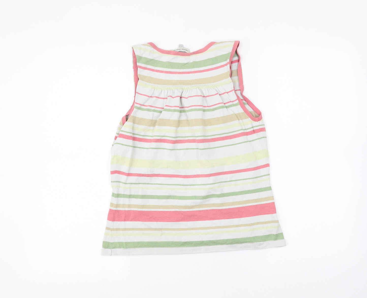 Laura Ashley Womens White Striped  Basic T-Shirt Size 12