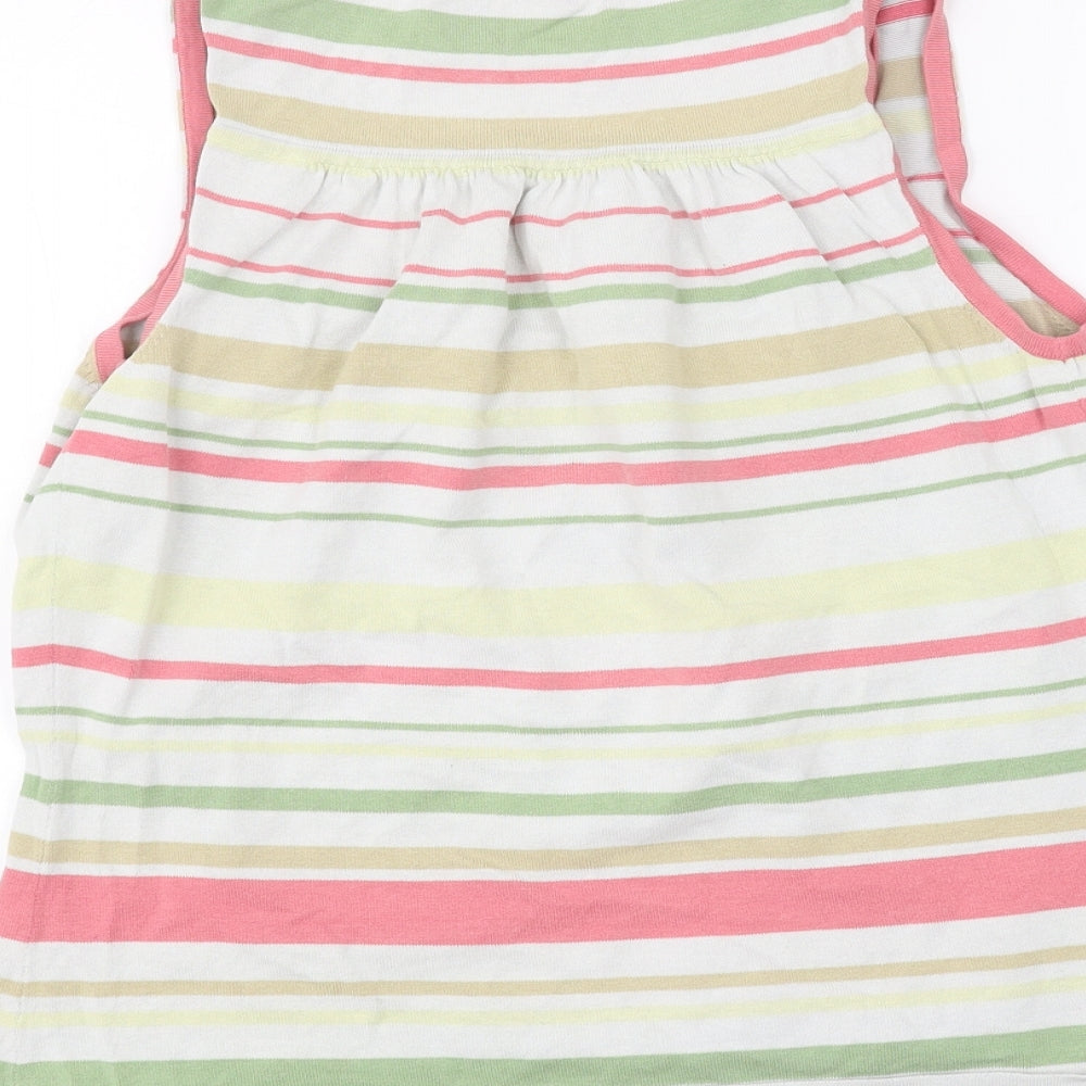 Laura Ashley Womens White Striped  Basic T-Shirt Size 12
