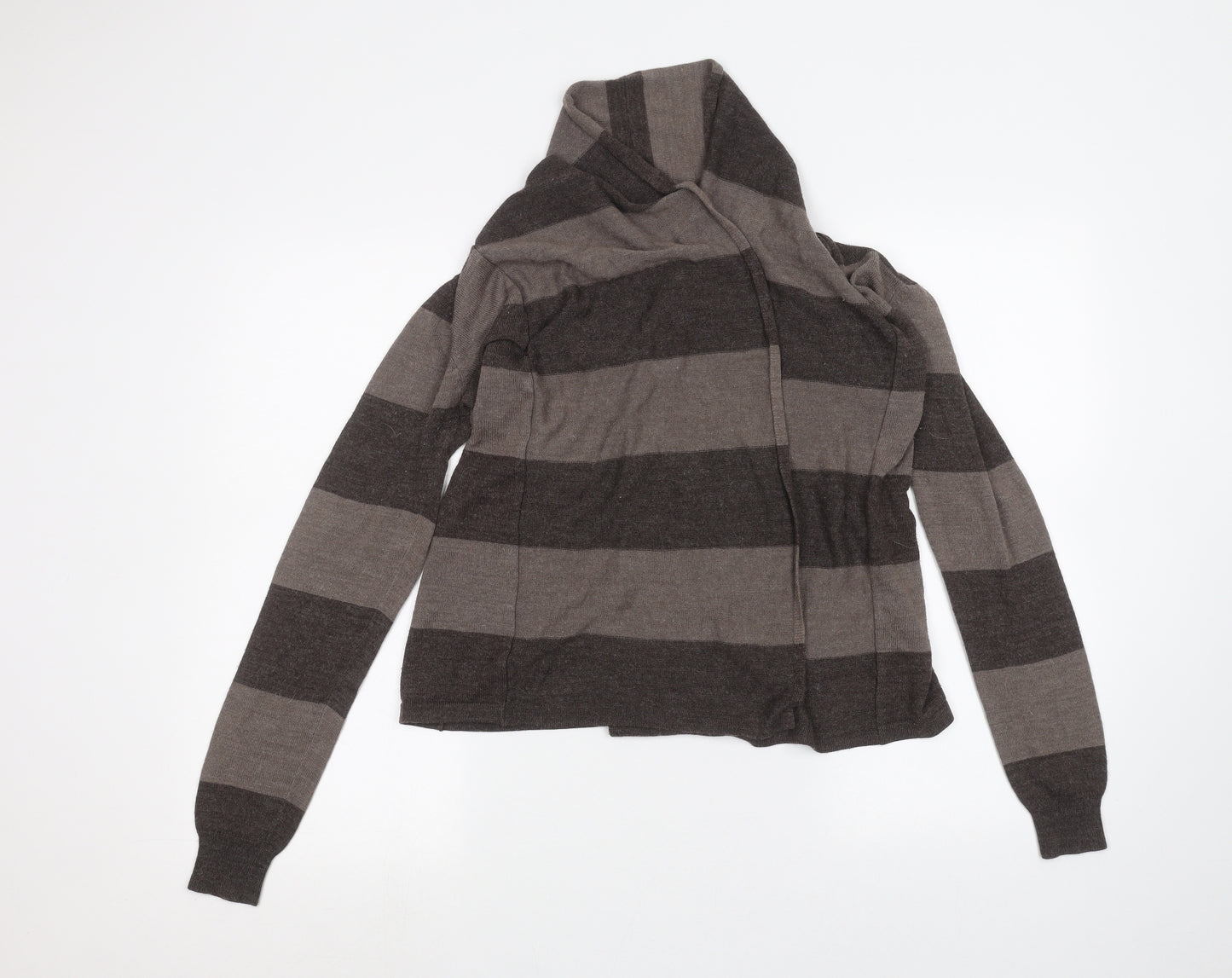 TU Womens Brown Striped  Cardigan Jumper Size 8