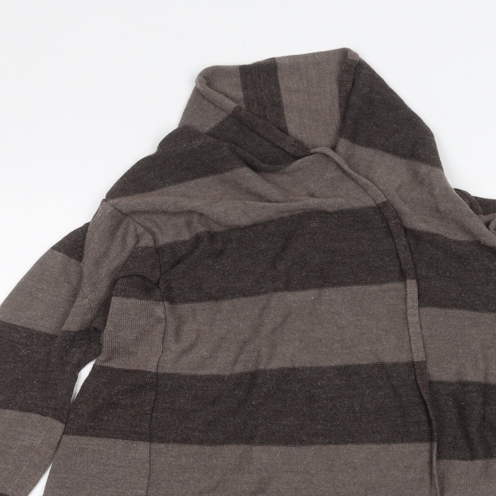 TU Womens Brown Striped  Cardigan Jumper Size 8