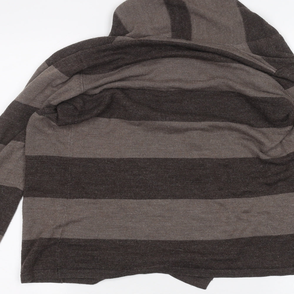 TU Womens Brown Striped  Cardigan Jumper Size 8
