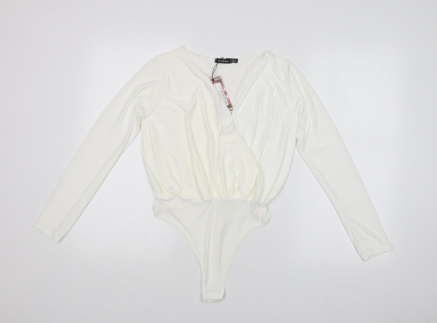Boohoo Womens White   Bodysuit One-Piece Size 6