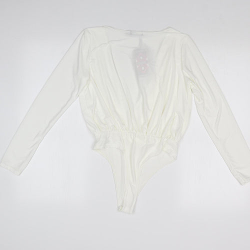Boohoo Womens White   Bodysuit One-Piece Size 6