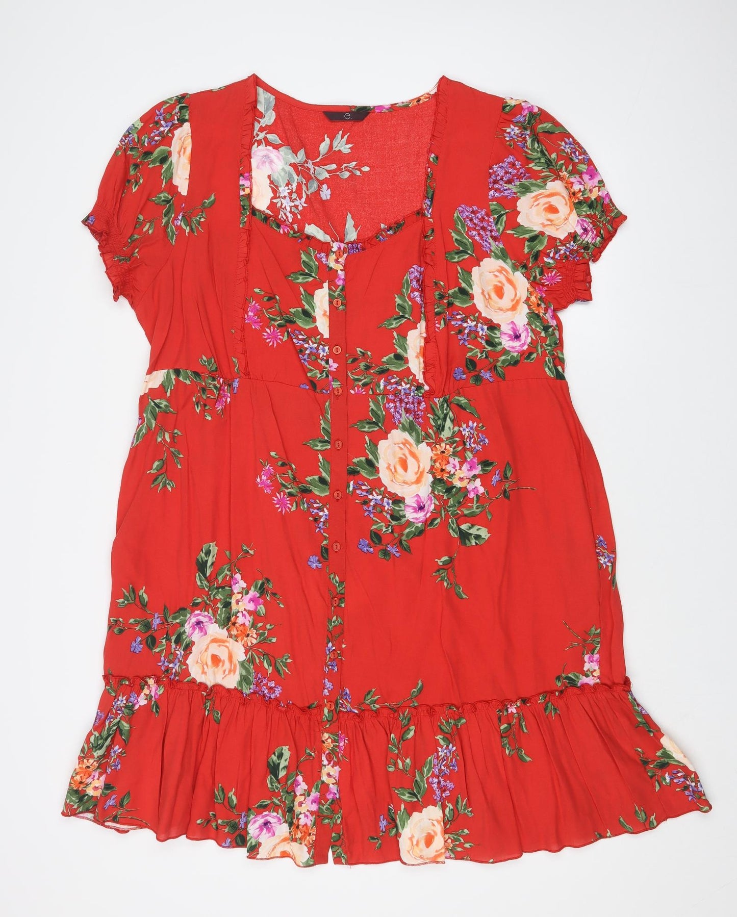 E Womens Red Floral  A-Line  Size 22