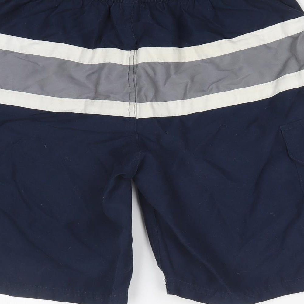 Op Mens Blue Striped  Bermuda Shorts Size M - SWIM SHORTS