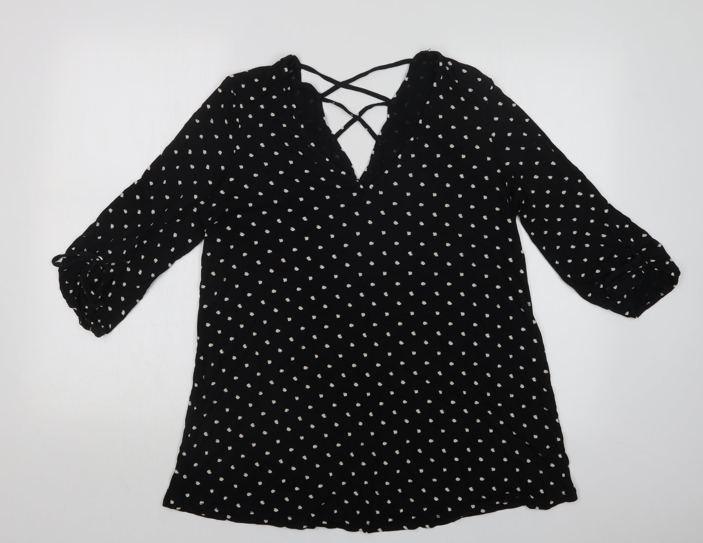 George Womens Black Polka Dot  Basic T-Shirt Size 14